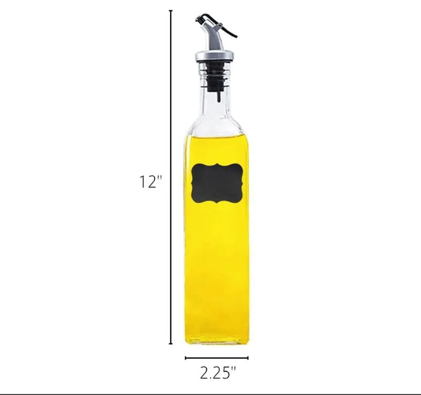 4 Pack Oil and Vinegar Cruet Glass Bottles with Dispensers Oil and Vinegar Dispenser Set, 500ml (TS015-07)