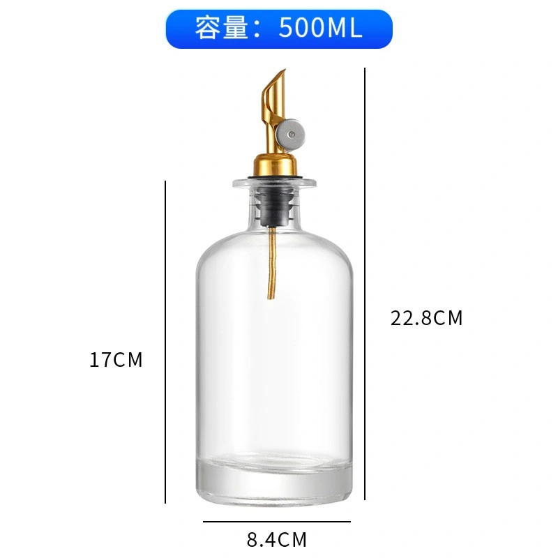 Automati Oiler Cruet Transparent 350ml 500ml Olive Oil and Vinegar Dispenser Clear Glass Mouthwash Dispenser Bottle for Kitchen