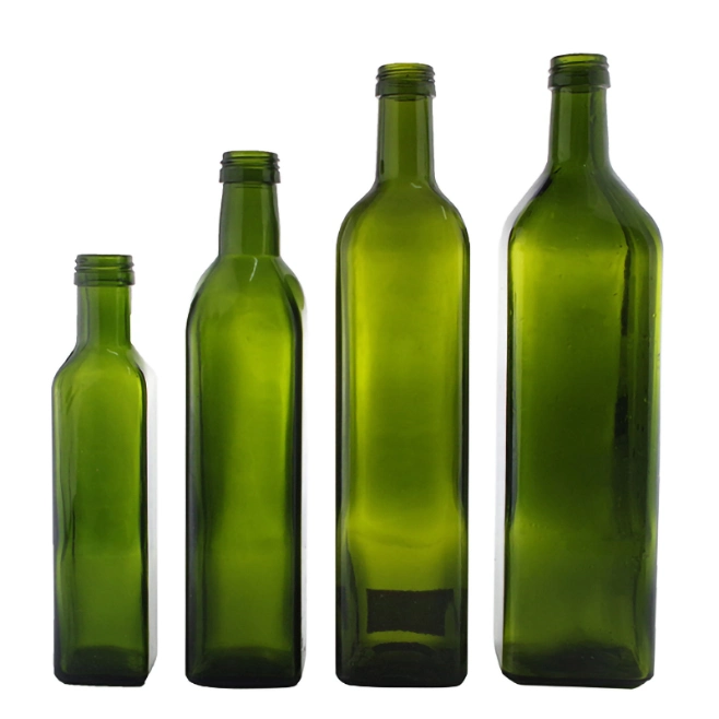 Top Quality Empty Square Dark Green Cooking Olive Oil Glass Bottle