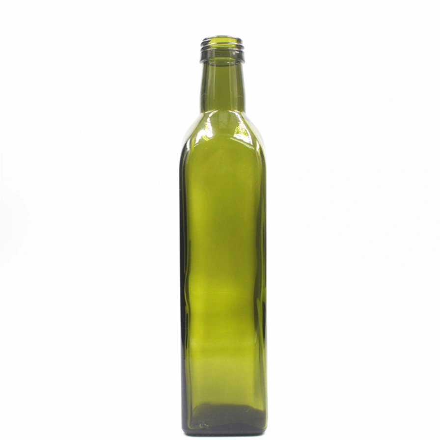 100ml 250ml 500ml 750ml 1000ml Square Glass Bottle Olive Oil Bottle Dark Green Oil & Vinegar Cruet Bottle with Pourers